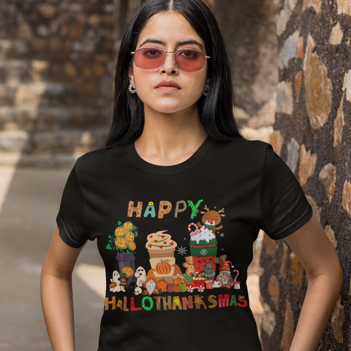 Halloween Thanksgiving Christmas Shirt, Happy HalloThanksMas Sweatshirts, Happy Hallothanksmas Shirts, Funny Halloween Shirt, Christmas