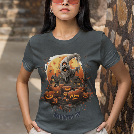 Haunted AF,  Retro Halloween Shirt, Retro Fall Shirt, Vintage Halloween,Witch Tshirt,Womens Halloween, Mens Halloween,Ghost Tshirt, Scary