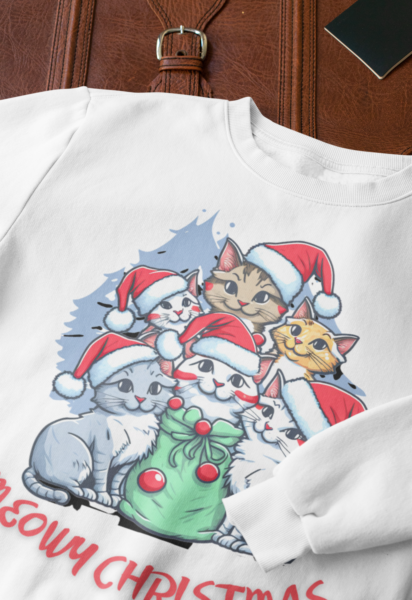 Meowy Christmas Sweatshirt, Christmas Cat Sweatshirt, Cat Lover Christmas Sweatshirt, Christmas gift for cat lovers, Christmas Cat Tree