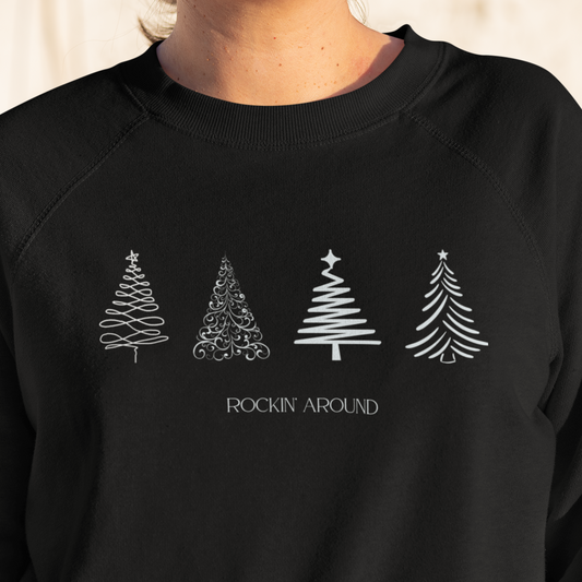 Rockin Around the Christmas Tree Sweatshirt, Rock and Roll sweatshirt, Minimal Xmas Tee, Minimalist Christmas Tree sweatshirt, Xmas Party