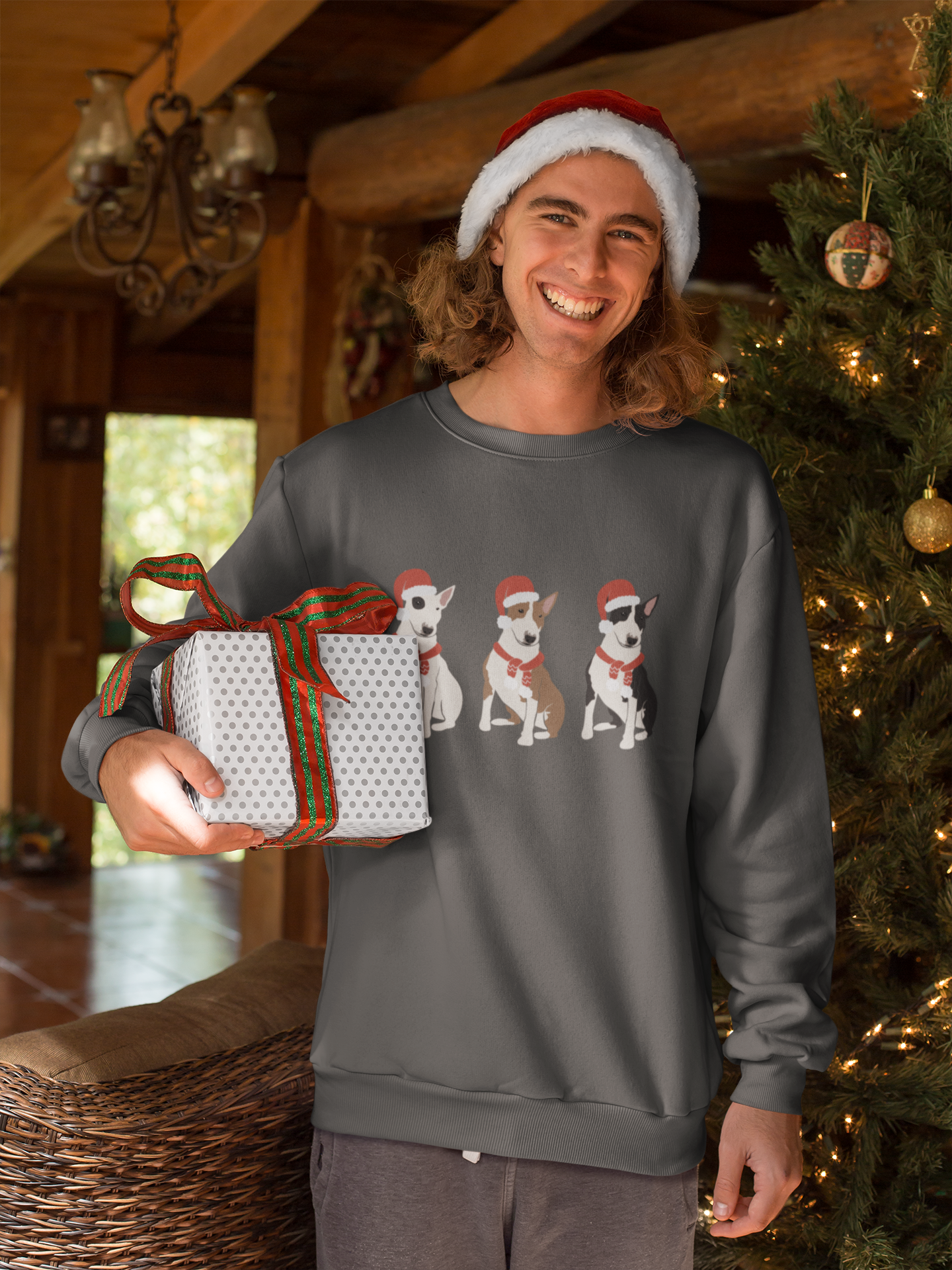 Christmas Bull Terrier, Bull Terrier Mom, Unisex Dog Christmas Sweatshirt, Christmas Dog Sweatshirt, Gift for Mom, Christmas gift ideas