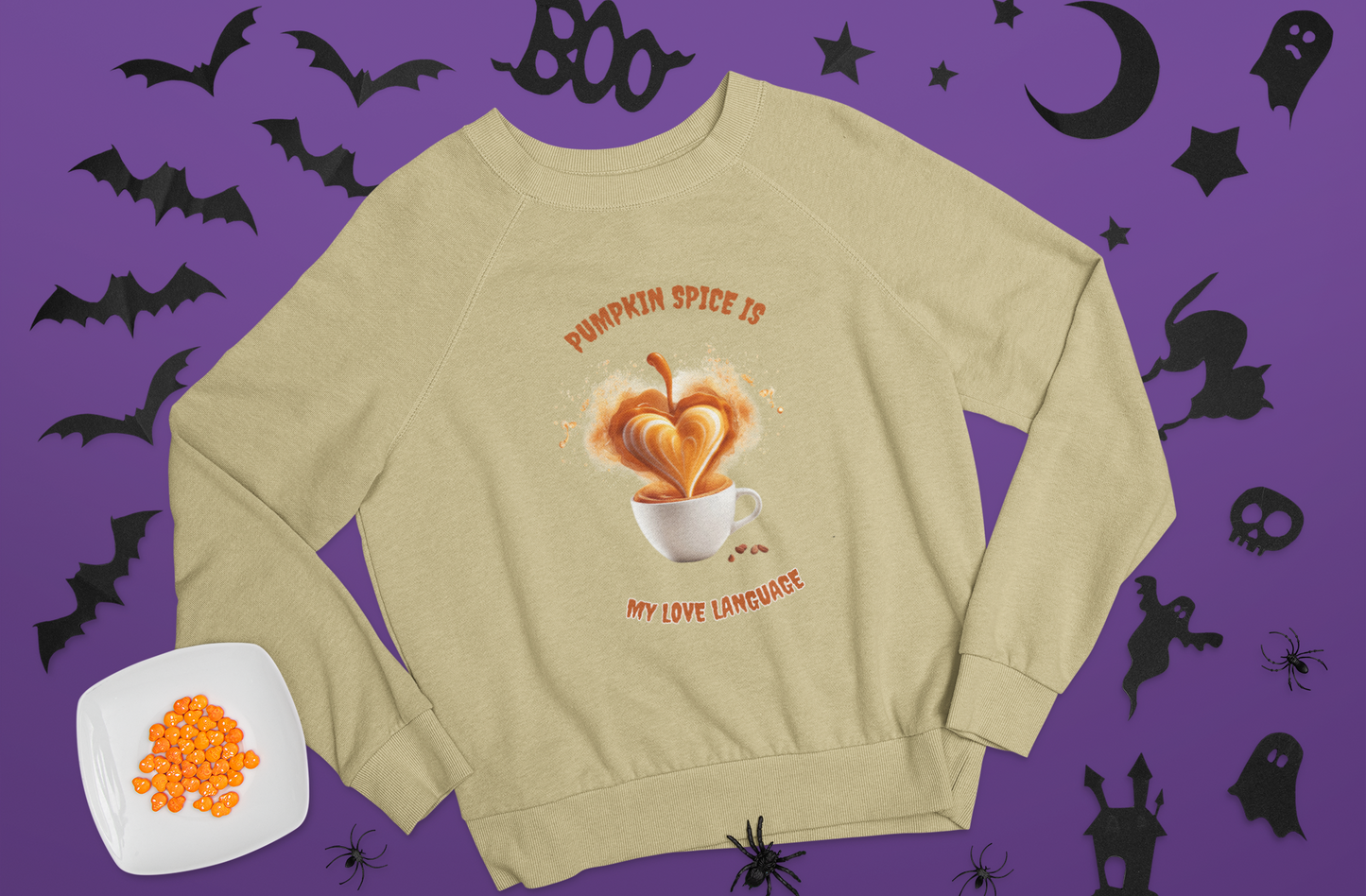 Pumpkin Spice is My Love Language, Retro Sweatshirt, Cute Sweatshirt, Halloween Sweatshirt, Womens' Halloween, Spooky Sweatshirt, Halloween