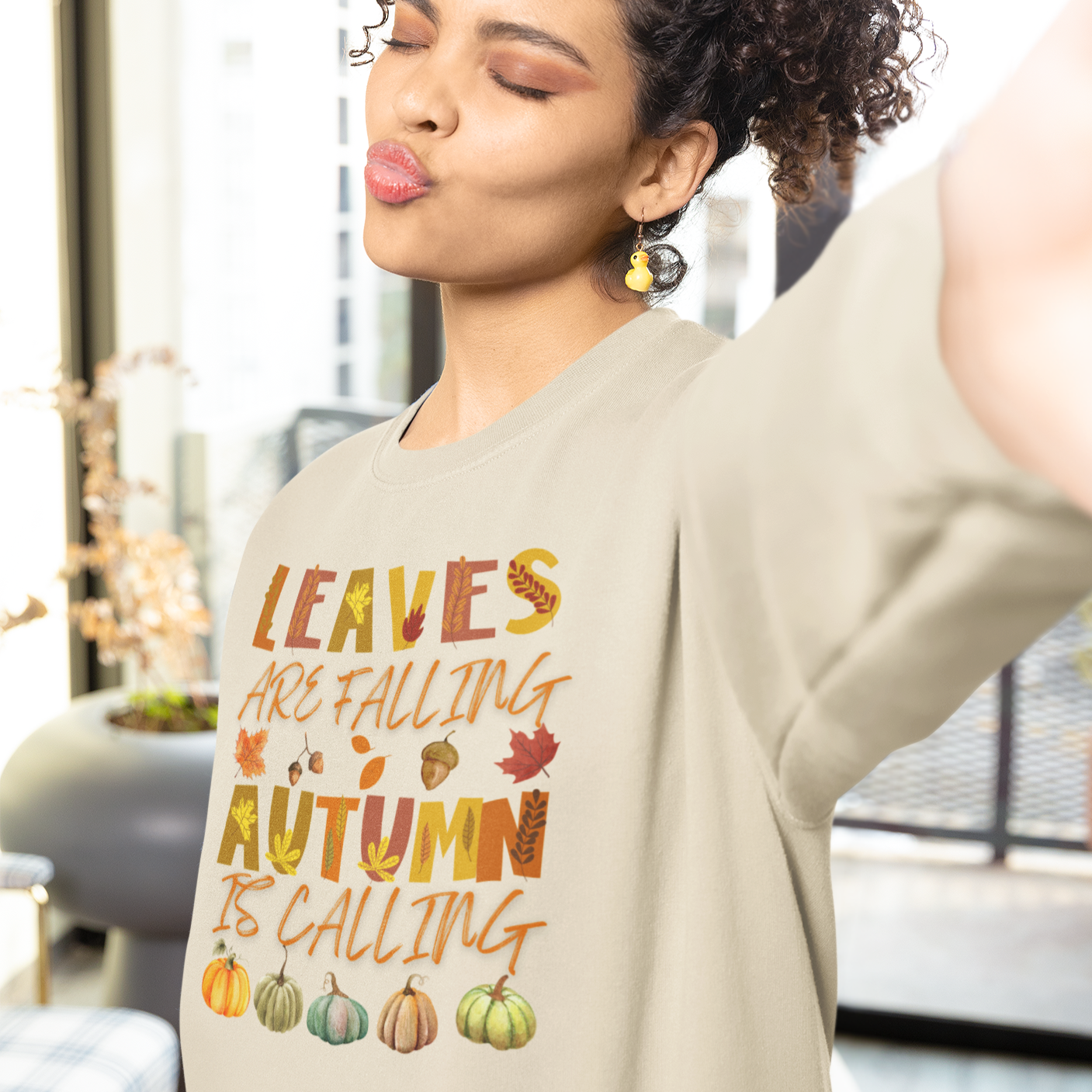 Leaves are Falling Autumn is Calling Sweatshirt, Autumn Leaves Sweatshirt, Autumn Skeleton Shirt, Pumpkin Fall Sweatshirt, Fall Sweatshirt