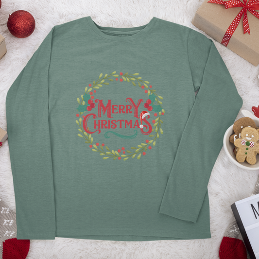 Merry Christmas Long Sleeve Shirt, Christmas Tis The Season Sweatshirt, Christmas Sweatshirt, Cute Winter Sweatshirt,Christmas wreath shirt