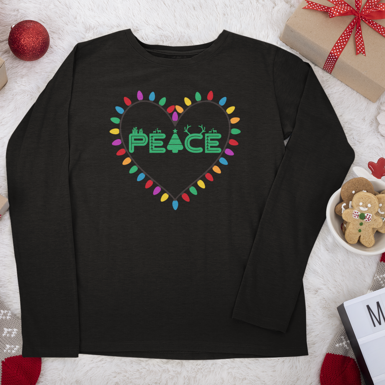 Christmas Peace Long Sleeve Shirt, Merry Christmas Long Sleeve Shirt, Christmas Shirt, Cute Winter Sweatshirt, Xmas Santa, Christmas Gift