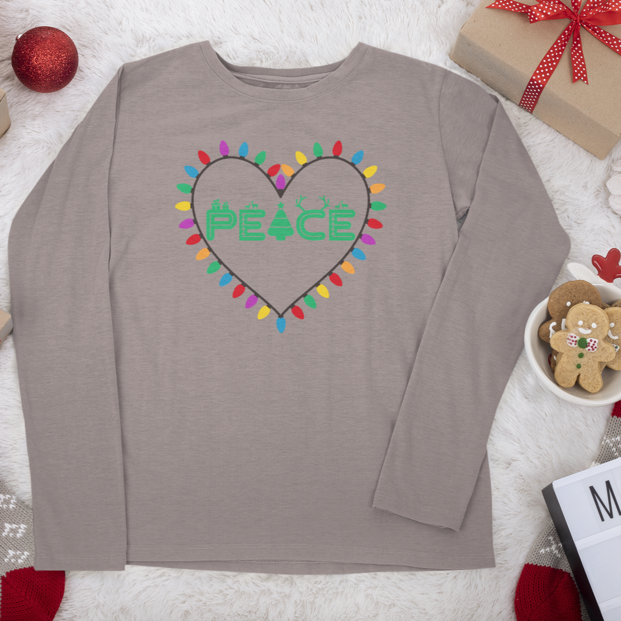 Christmas Peace Long Sleeve Shirt, Merry Christmas Long Sleeve Shirt, Christmas Shirt, Cute Winter Sweatshirt, Xmas Santa, Christmas Gift