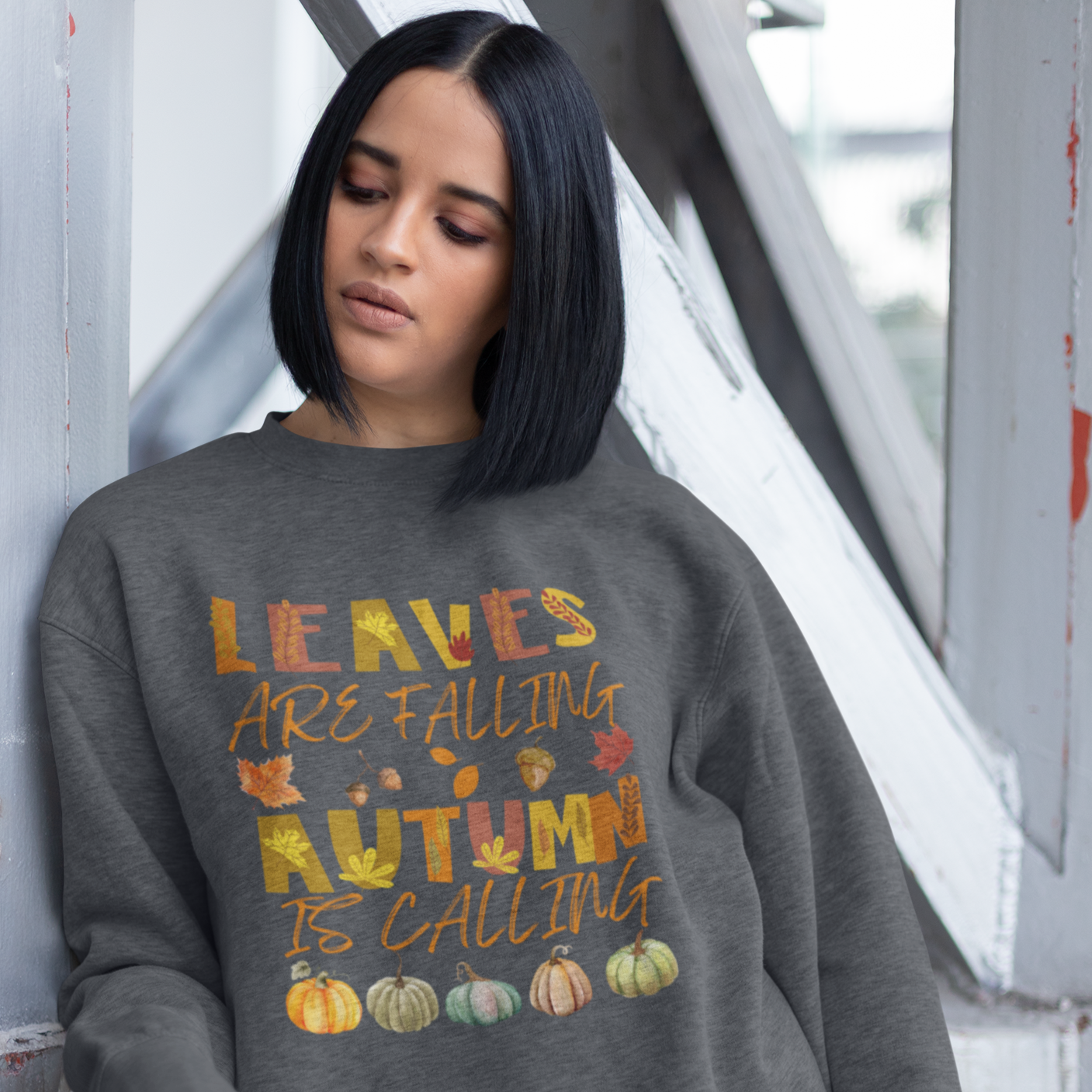 Leaves are Falling Autumn is Calling Sweatshirt, Autumn Leaves Sweatshirt, Autumn Skeleton Shirt, Pumpkin Fall Sweatshirt, Fall Sweatshirt