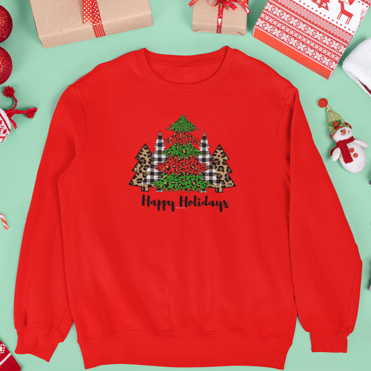 Buffalo Plaid Christmas Shirt,Happy Holidays Shirt,Christmas T-shirt,Christmas Family Shirt,Christmas Gift,Holiday Gift,Leopard Shirt