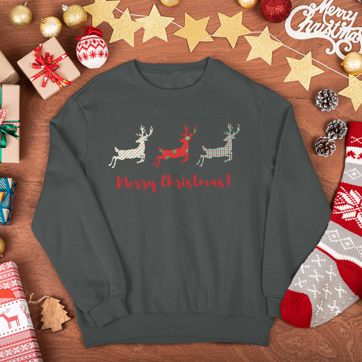 Buffalo Plaid Reindeer Christmas Sweatshirt,Reindeer Shirt,Peeping Reindeer Shirt,Merry Christmas Shirt,Christmas Family Shirt,Xmas Shirt