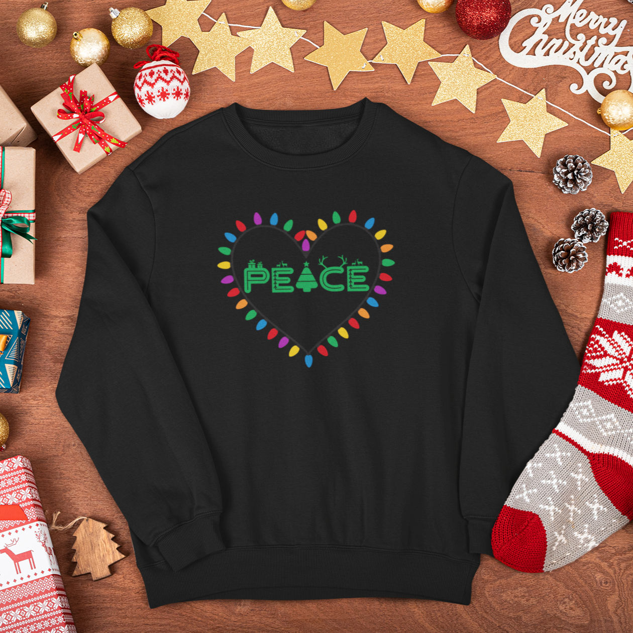 Christmas Peace Sweatshirt, Merry Christmas Sweatshirt, Christmas Sweatshirt, Cute Winter Sweatshirt, Xmas Santa, Christmas Gift, Xmas Joy