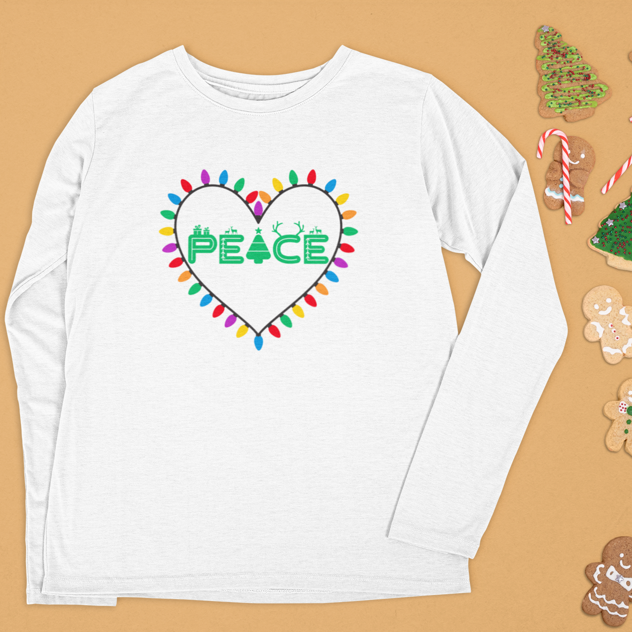 Christmas Peace Long Sleeve Shirt, Merry Christmas Long Sleeve Shirt, Christmas Shirt, Cute Winter Sweatshirt, Xmas Santa, Christmas Gift