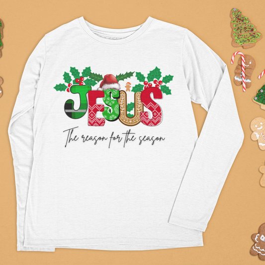 Christmas Jesus Long Sleeve Shirt, Christian Sweatshirt, The Reason for the Season Long Sleeve, Christmas Gift, Jesus Sweatshirt, Religious