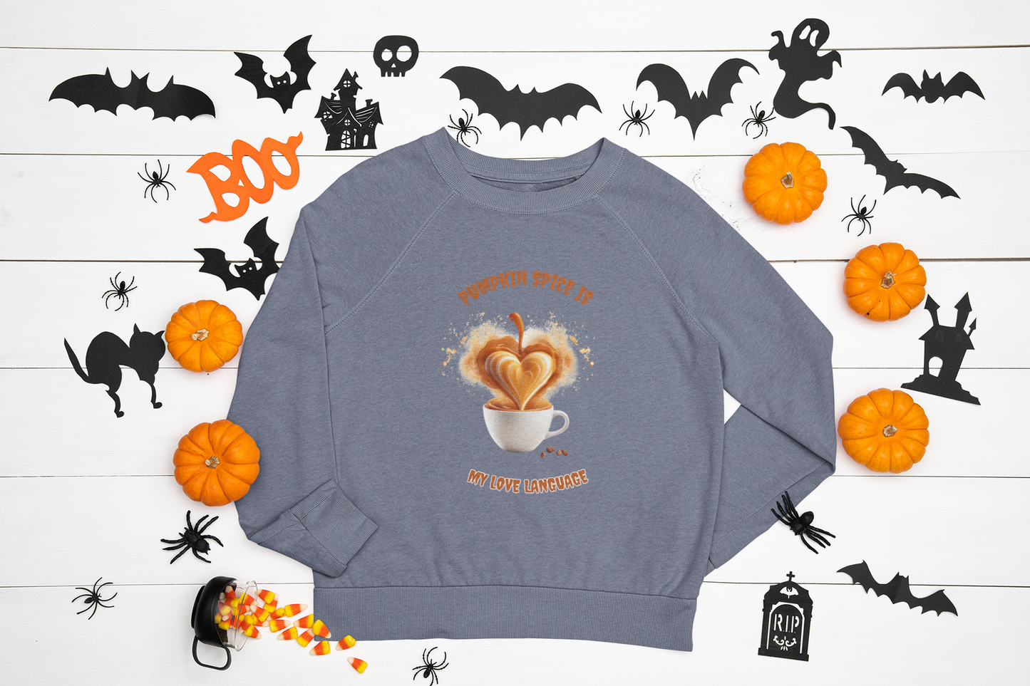 Pumpkin Spice is My Love Language, Retro Sweatshirt, Cute Sweatshirt, Halloween Sweatshirt, Womens' Halloween, Spooky Sweatshirt, Halloween