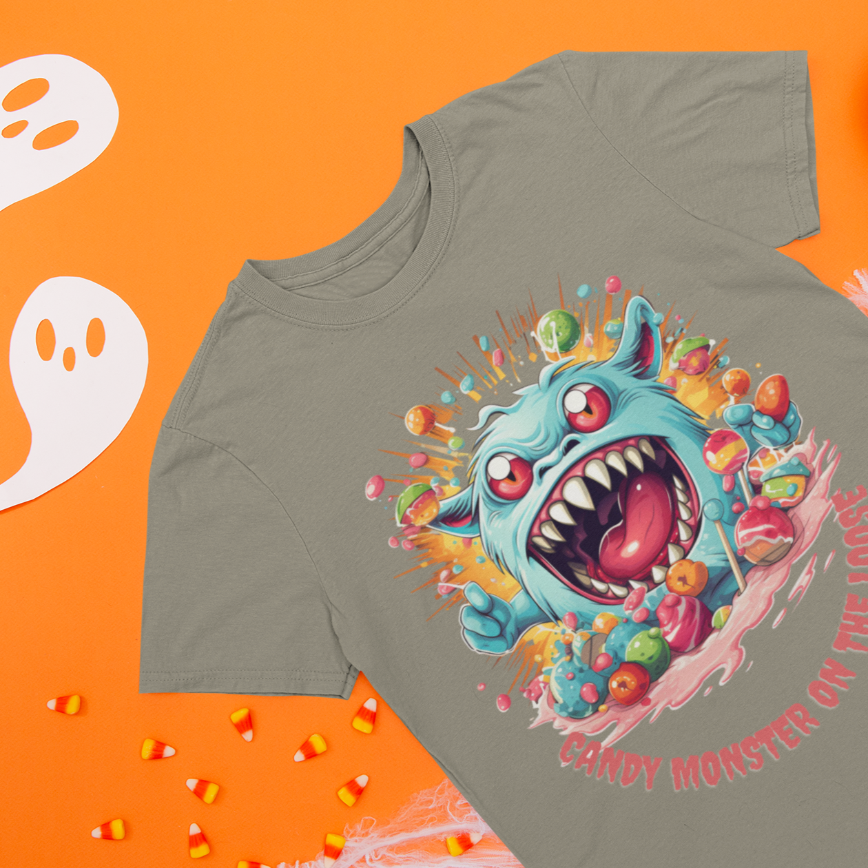 Candy Monster on the Loose, Retro Halloween Shirt, Retro Fall Shirt, Coffee shirt, Halloween Party, Mens Halloween, Kids Halloween shirt