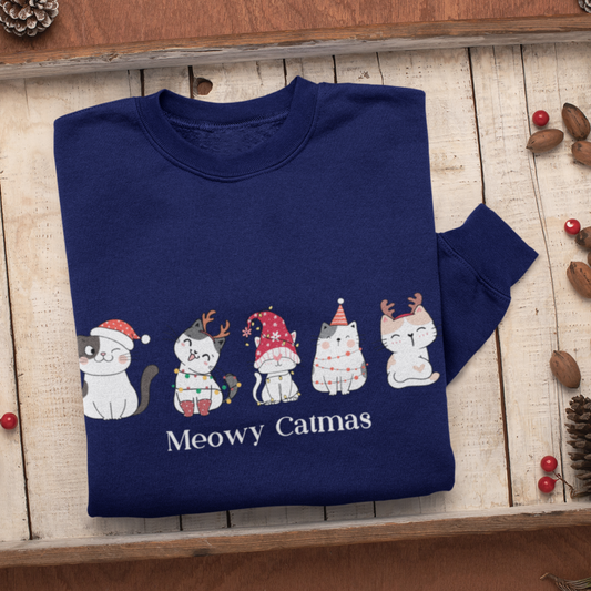 Meowy Catmas Christmas Sweatshirt, Womens Christmas Sweatshirt, Christmas Sweatshirts for Women, Christmas Women,Merry Christmas Sweatshirt