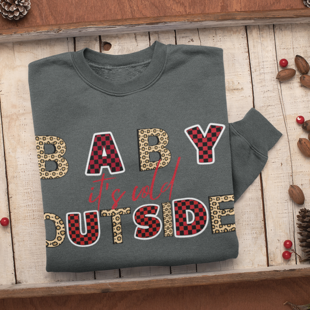 Baby Its Cold Outside, Christmas Shirt For Woman, Cheetah Christmas Shirt, Snowflake Shirt, Women's Christmas Shirt, Let It Snow Sweatshirt