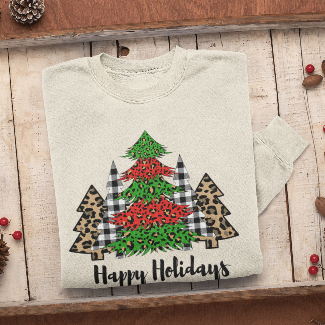 Buffalo Plaid Christmas Shirt,Happy Holidays Shirt,Christmas T-shirt,Christmas Family Shirt,Christmas Gift,Holiday Gift,Leopard Shirt