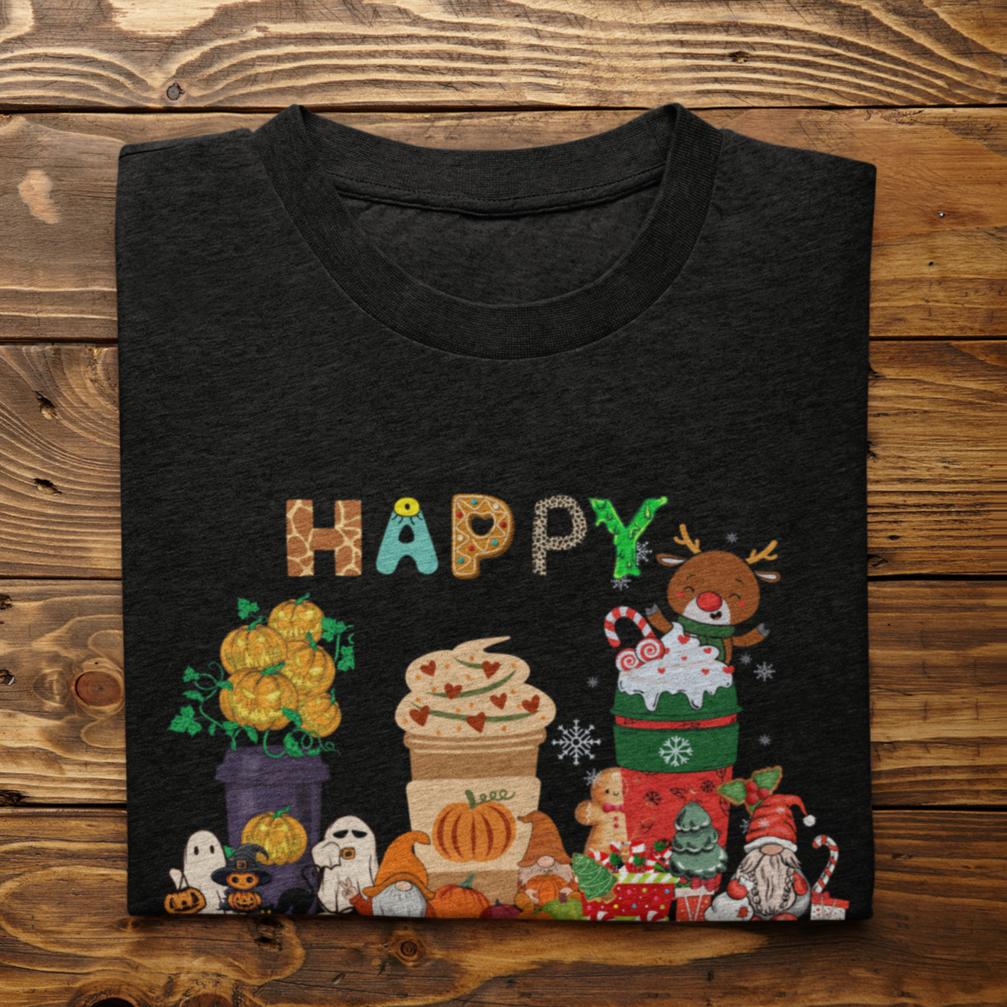 Halloween Thanksgiving Christmas Shirt, Happy HalloThanksMas Sweatshirts, Happy Hallothanksmas Shirts, Funny Halloween Shirt, Christmas