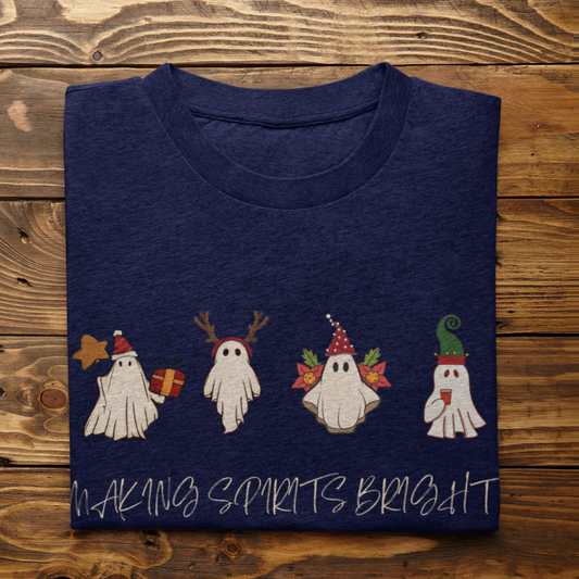 Christmas Spirits, Christmas shirt, Making Spirits Bright, Ghost Christmas, Spooky Christmas, Halloween Christmas, XMas Party tshirt