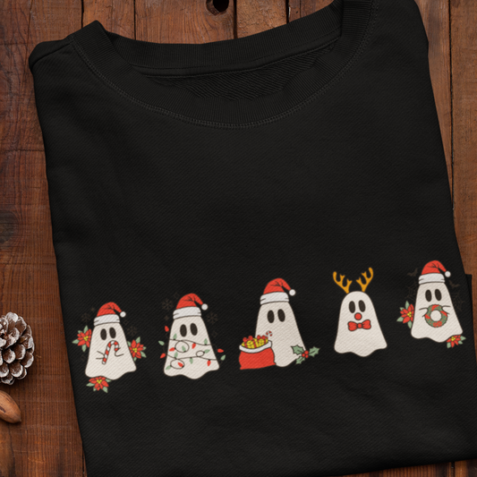 Retro Ghost Santa Sweatshirt, Christmas Ghosts Sweatshirt, Christmas Sweatshirt , Cute Ghost Hoodie, Christmas Unisex Sweater,Christmas Gift