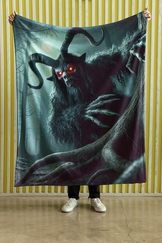 Krampus Lurking in the Shadows Woven Throw Blanket