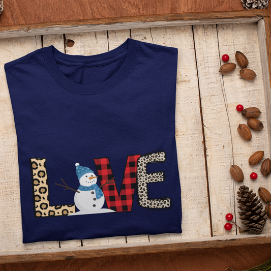 LOVE Christmas Shirt, Snowman Christmas Coffee Shirt, Christmas coffee Sweatshirt, women Holiday sweater, Xmas Tee, Coffee Lover gift