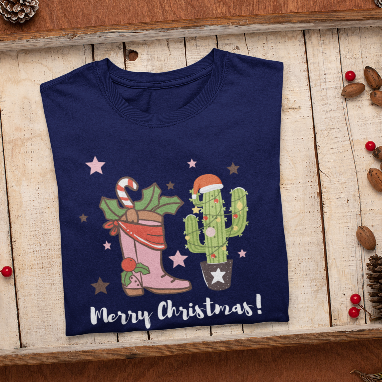 Cowboy Christmas Shirt, Western Christmas shirt, Merry Christmas shirt, Christmas Gift, Holiday T-shirt, Western Country Shirt, Winter Shirt