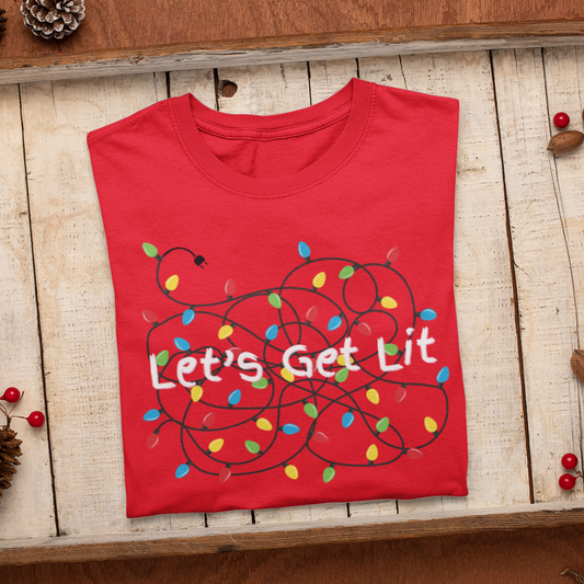 Let's Get Lit Shirt,Christmas Shirt,Merry Christmas Shirt,Christmas,Christmas Family Shirt,Christmas Gift,Holiday Gift,Leopard Shirt Gift