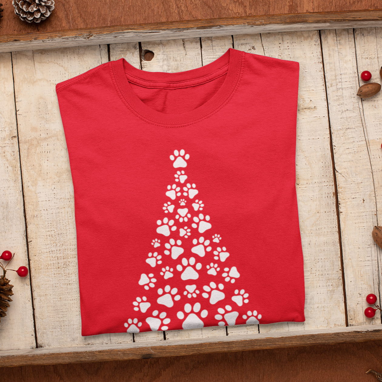 Cute Paw Christmas Tree Shirt, Dog Paw Tree Shirt, Pet Lover Christmas Shirt, Dog Lover Sweatshirt, Dog Paw Christmas Tree Sweatshirt