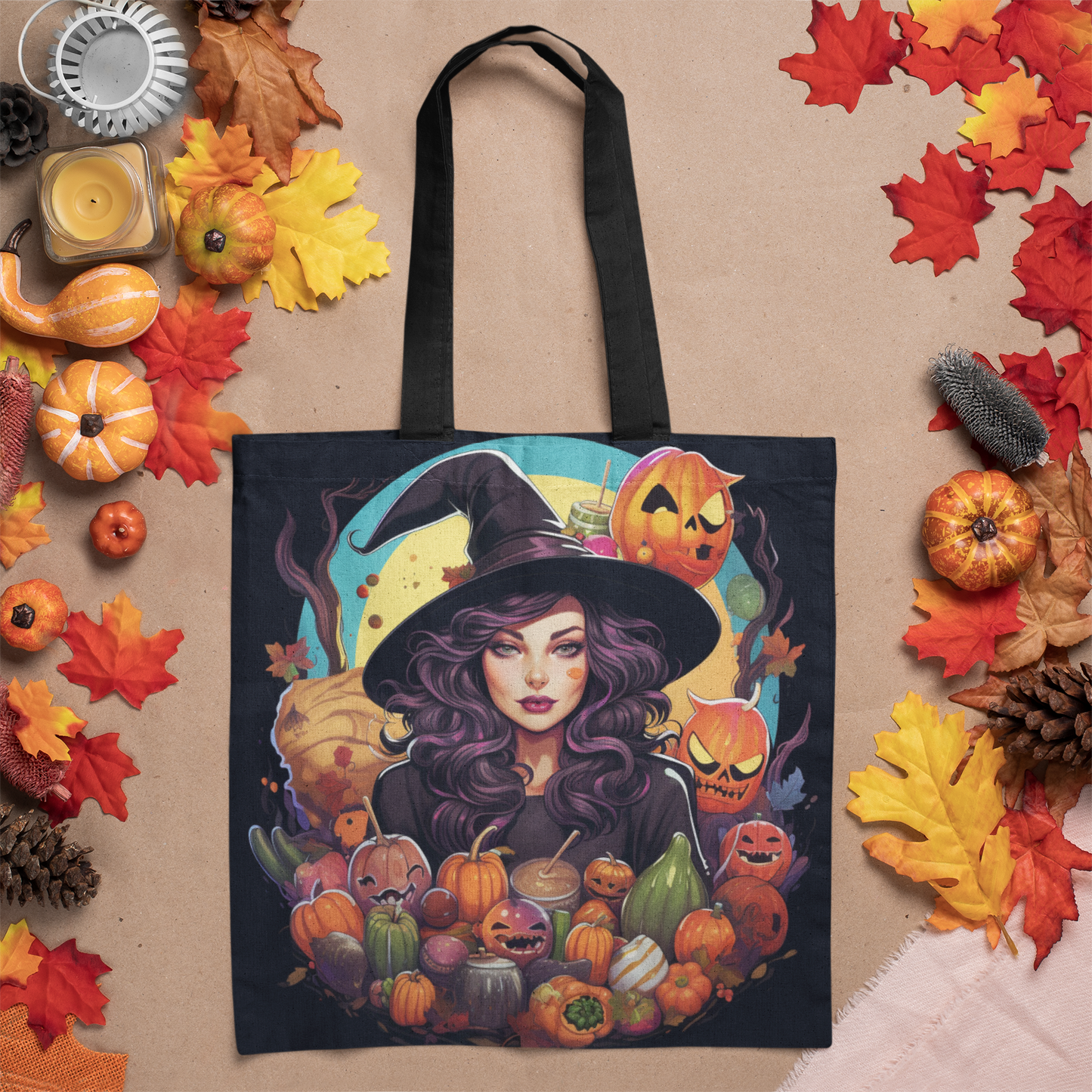 Halloween Witch Tote Bag, Halloween Tote Witch, Witch Halloween Tote Bags, Tote bag Mockup Halloween, Tote Bags Halloween, Halloween Tote