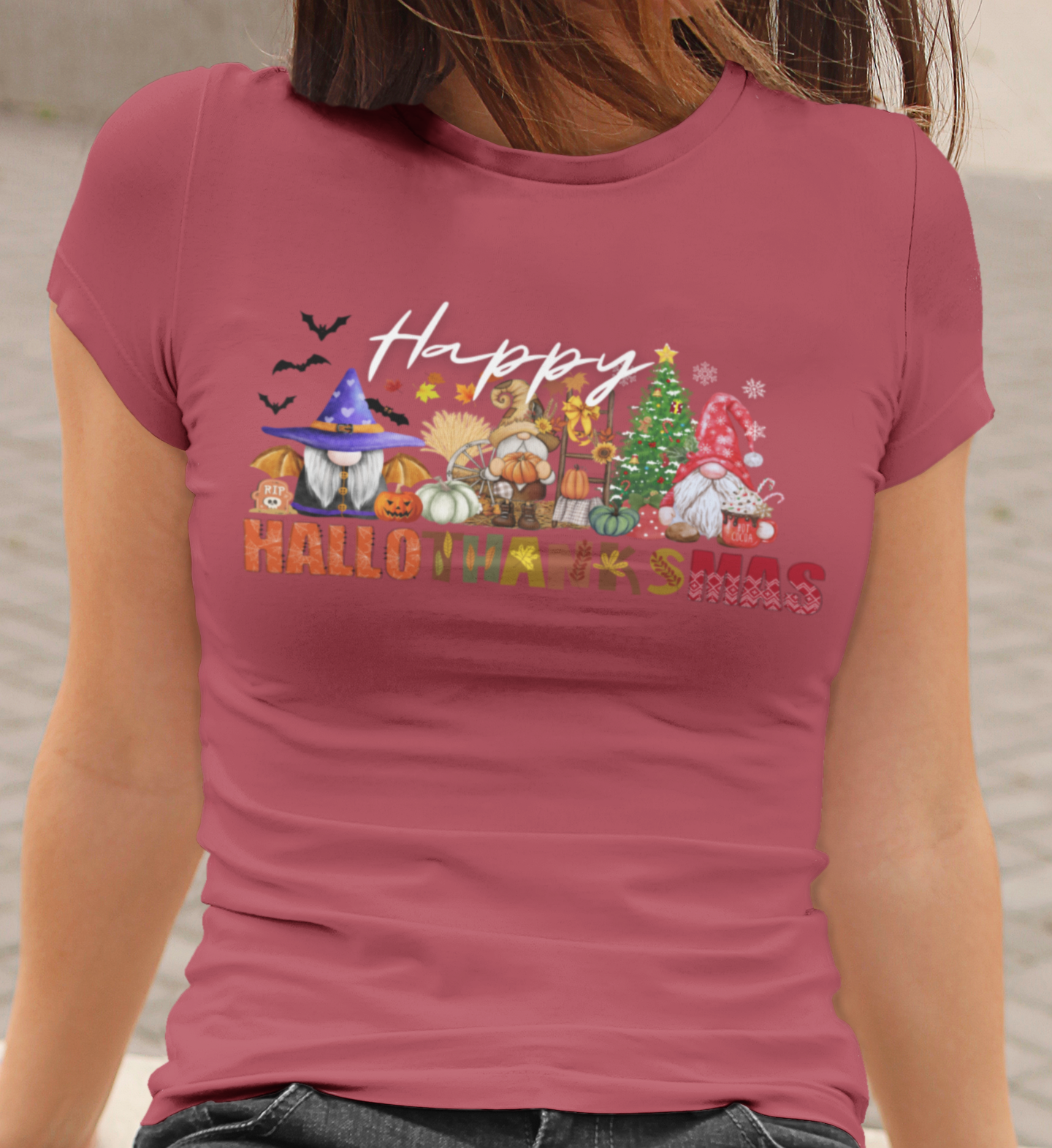 Happy Hallothanksmas shirt , Halloween shirt, Thanksgiving Shirt, Christmas Shirt, Coffee Pumpkin Spice Shirt, Gnome shirt, Vintage Holiday