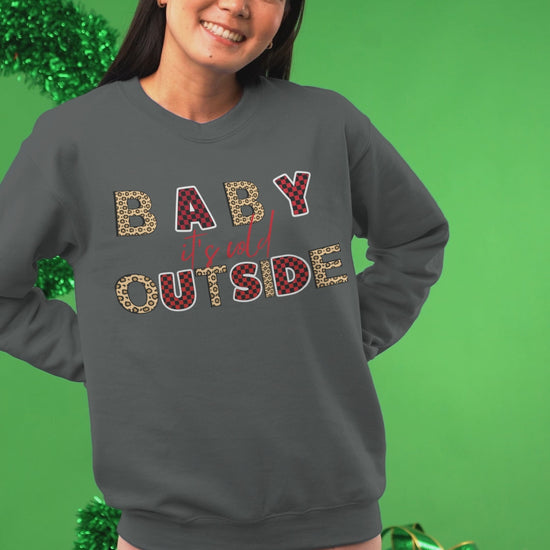 Baby Its Cold Outside, Christmas Shirt For Woman, Cheetah Christmas Shirt, Snowflake Shirt, Women's Christmas Shirt, Let It Snow Sweatshirt