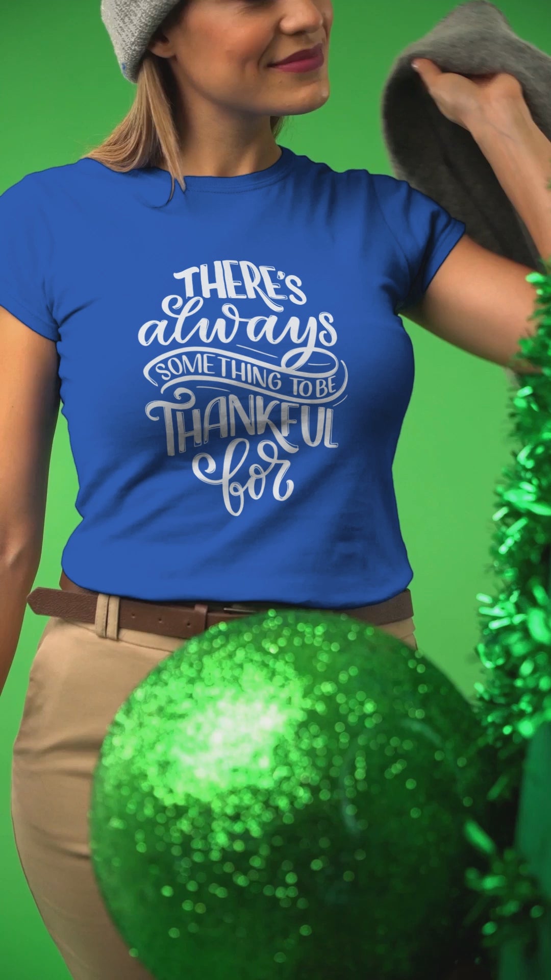 Graphic Unisex T Shirt that reads There's Always Something to be Thankful For and Canvas tee in the color Sapphire