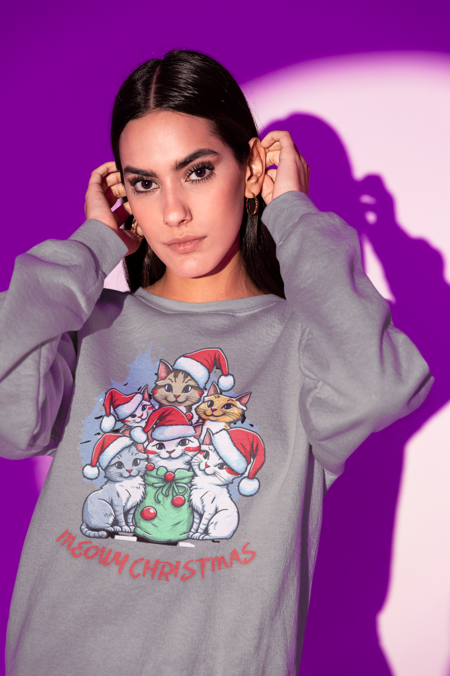 Meowy Christmas Sweatshirt, Christmas Cat Sweatshirt, Cat Lover Christmas Sweatshirt, Christmas gift for cat lovers, Christmas Cat Tree