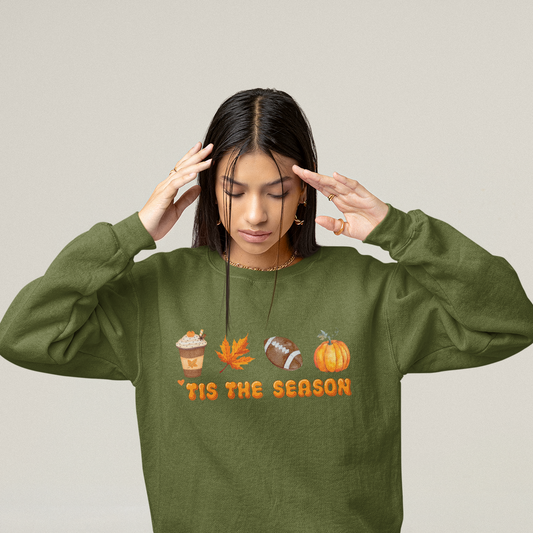 Tis The Season,  Fall Sweatshirt for Women, Halloween Sweatshirt, Fall Clothing Shirt, Fall Crewneck Sweatshirts, Pumpkin Shirt, Thanksgiving Sweater, Autumn