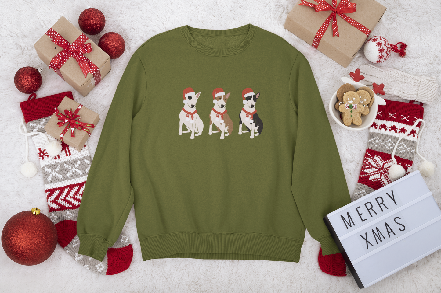 Christmas Bull Terrier, Bull Terrier Mom, Unisex Dog Christmas Sweatshirt, Christmas Dog Sweatshirt, Gift for Mom, Christmas gift ideas