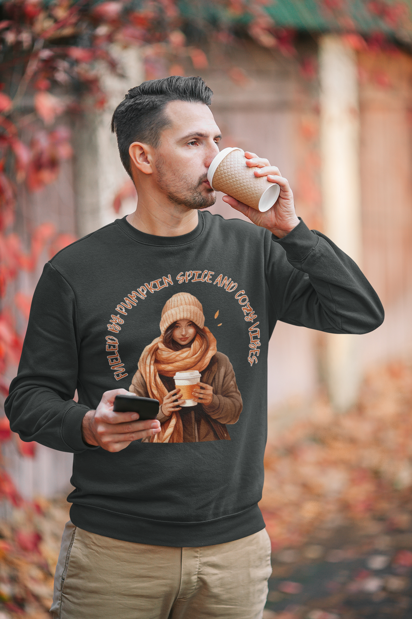 Fueled by Pumpkin Spice and Cozy Vibes, Retro Sweatshirt, Cute Sweatshirt, Halloween Sweatshirt, Womens Halloween, Spooky Sweatshirt