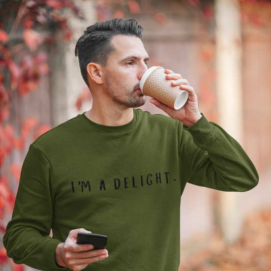 I'm a Delight, Printed Sweatshirt, Funny Sayings Shirt, Funny Crewneck Sweatshirt, Woman's Sweatshirt, Men's Sweatshirt, Funny Sweatshirt