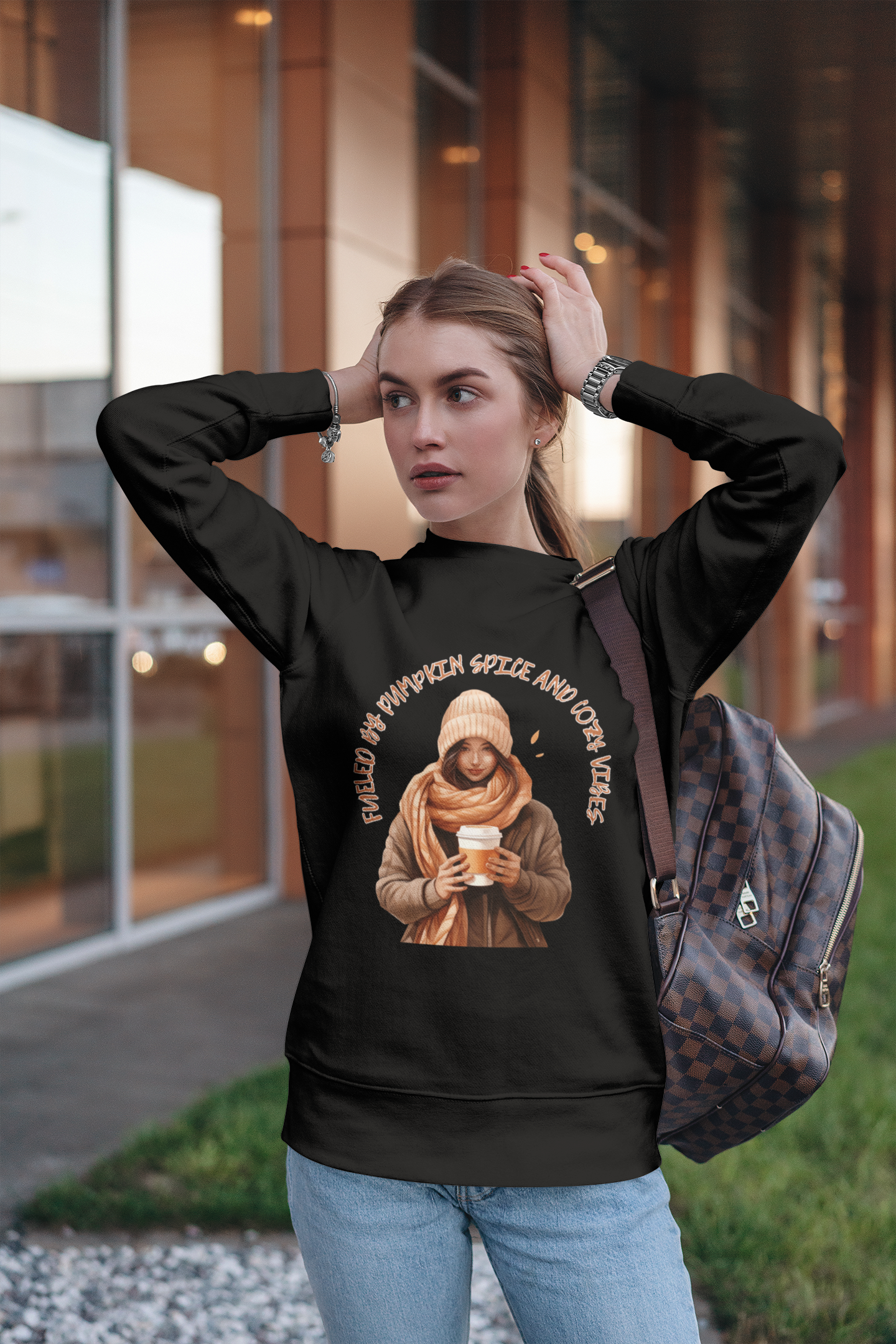 Fueled by Pumpkin Spice and Cozy Vibes, Retro Sweatshirt, Cute Sweatshirt, Halloween Sweatshirt, Womens Halloween, Spooky Sweatshirt