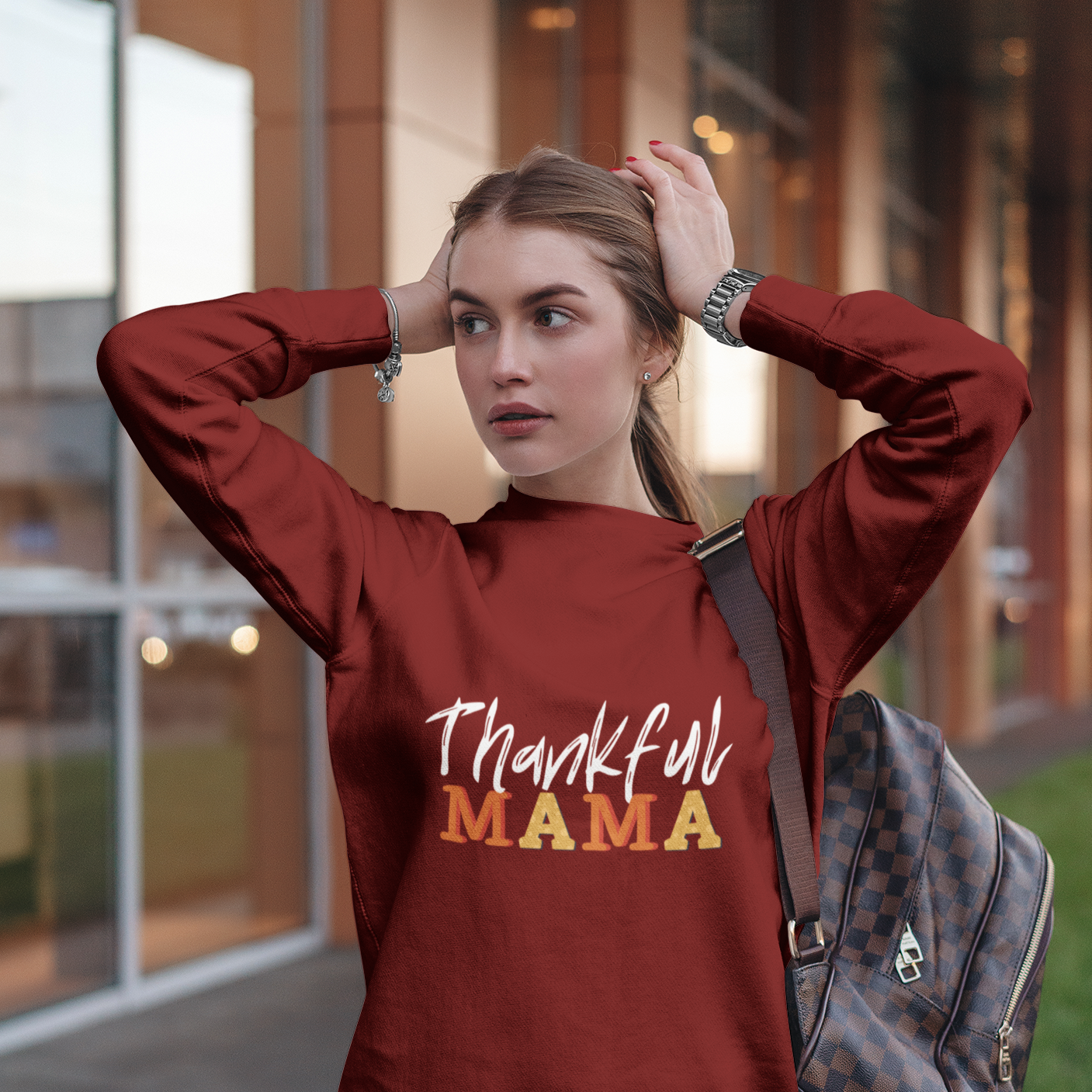 Thankful MAMA Sweatshirt, Fall Coffee Sweatshirt for Women, Vintage Thanksgiving Sweater, Fall Crewneck, Fun Fall Sweatshirt, Autumn Sweatsh