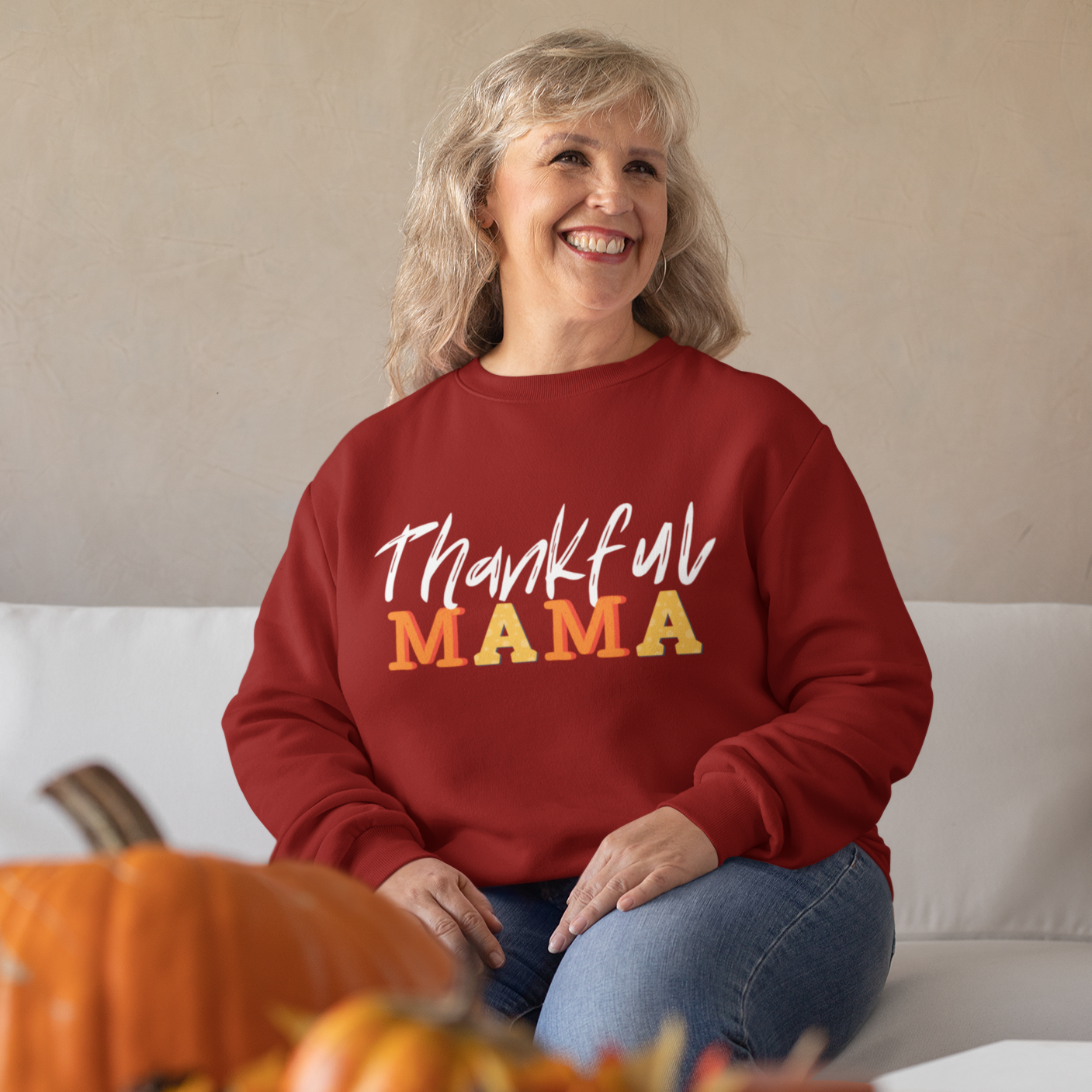 Thankful MAMA Sweatshirt, Fall Coffee Sweatshirt for Women, Vintage Thanksgiving Sweater, Fall Crewneck, Fun Fall Sweatshirt, Autumn Sweatsh