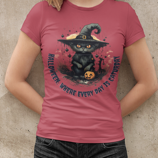 Halloween: Where Every Day is Caturday, Retro Halloween Shirt, Retro Fall Shirt, Vintage Halloween,Womens Halloween, Mens Halloween, Cat