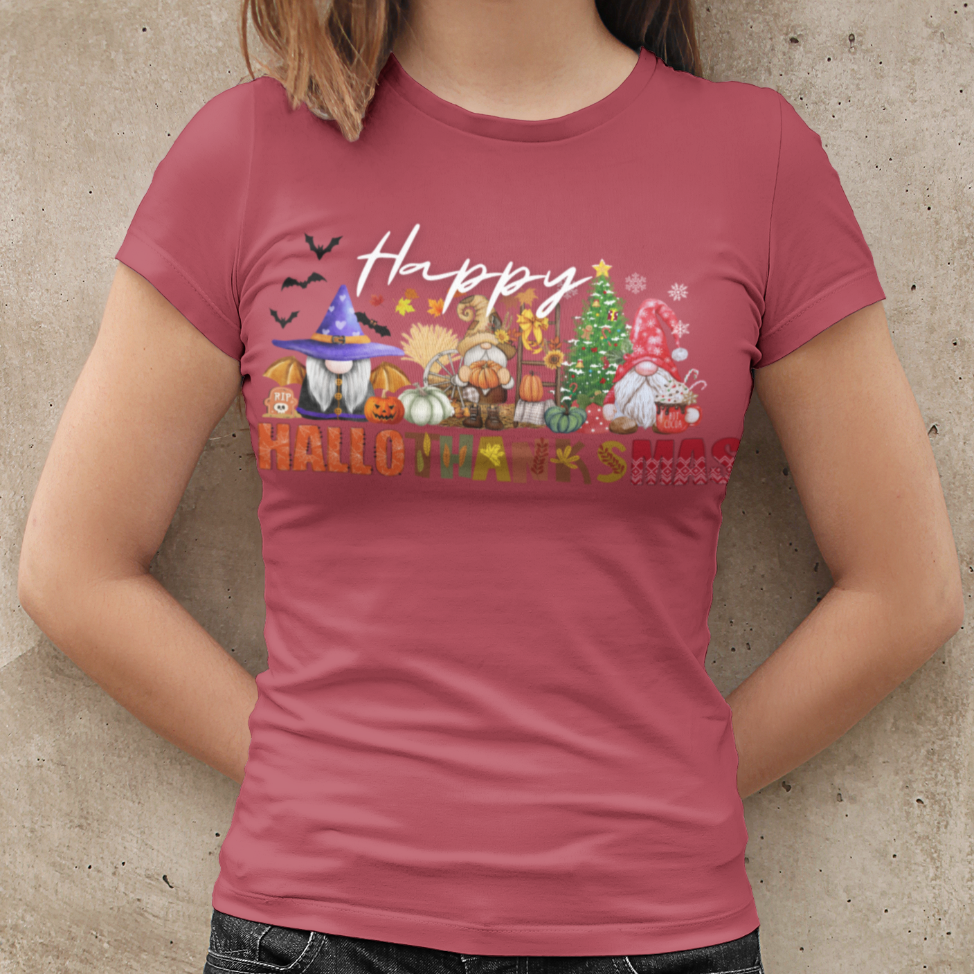 Happy Hallothanksmas shirt , Halloween shirt, Thanksgiving Shirt, Christmas Shirt, Coffee Pumpkin Spice Shirt, Gnome shirt, Vintage Holiday