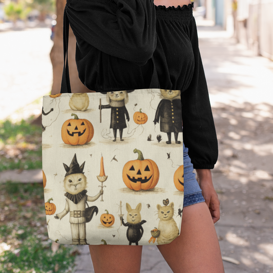 Cats and Pumpkins Halloween Tote Bag, Halloween Tote, Halloween Tote Bags, Tote bag Mockup Halloween, Tote Bags Halloween, Halloween Tote Witch, Pumpkin Tote