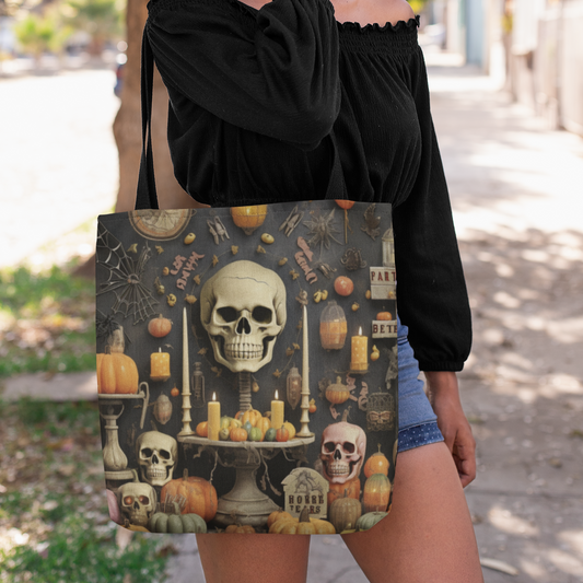 Skull Candy Halloween Tote Bag, Halloween Tote, Halloween Tote Bags, Tote bag Mockup Halloween, Tote Bags Halloween, Halloween Tote Cat, Scary Tote Bag