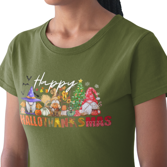 Happy Hallothanksmas shirt , Halloween shirt, Thanksgiving Shirt, Christmas Shirt, Coffee Pumpkin Spice Shirt, Gnome shirt, Vintage Holiday